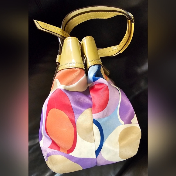 Coach Multicolored Sateen Soho Pleated Scarf Print purse bag EUC - Picture 13 of 16